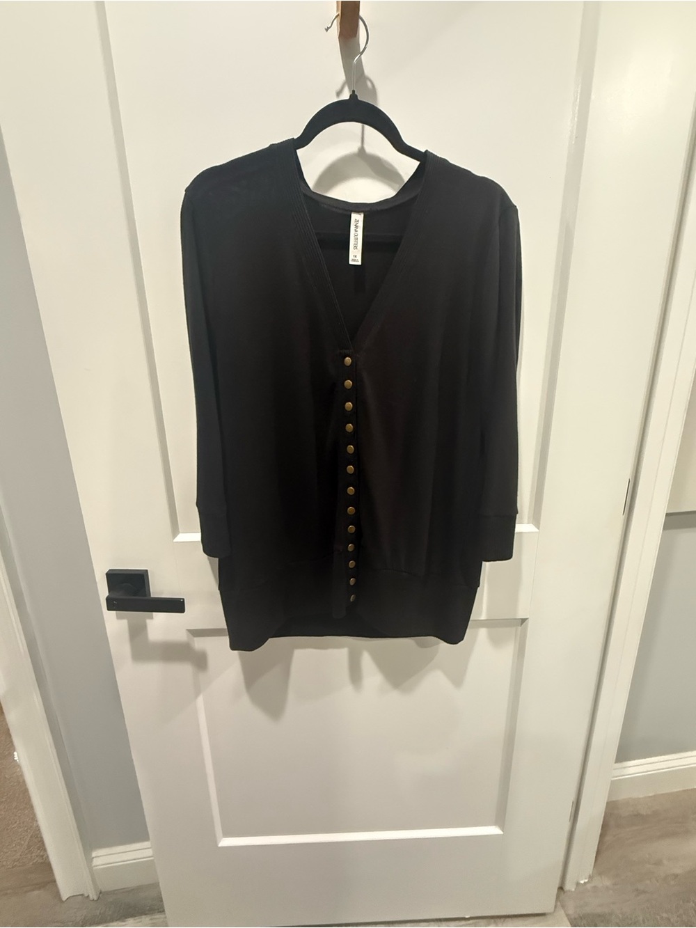 Zenana Outfitters Black Snap Button-Up Cardigan